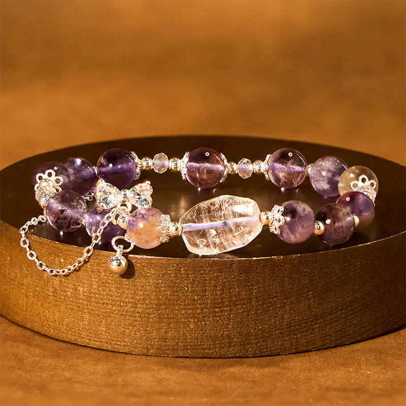 Mocoer Natural Purple Phantom Bow Wisdom Bracelet - Mocoer