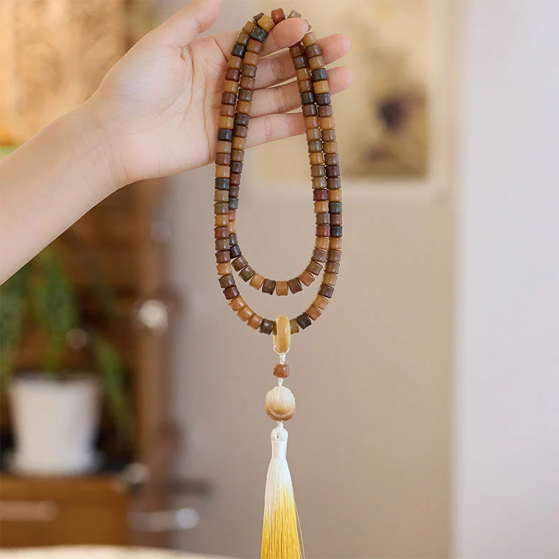 Mocoer 108 Mala Beads Bodhi Seed Buddha Hand Lotus Engraved Harmony Bracelet - Mocoer