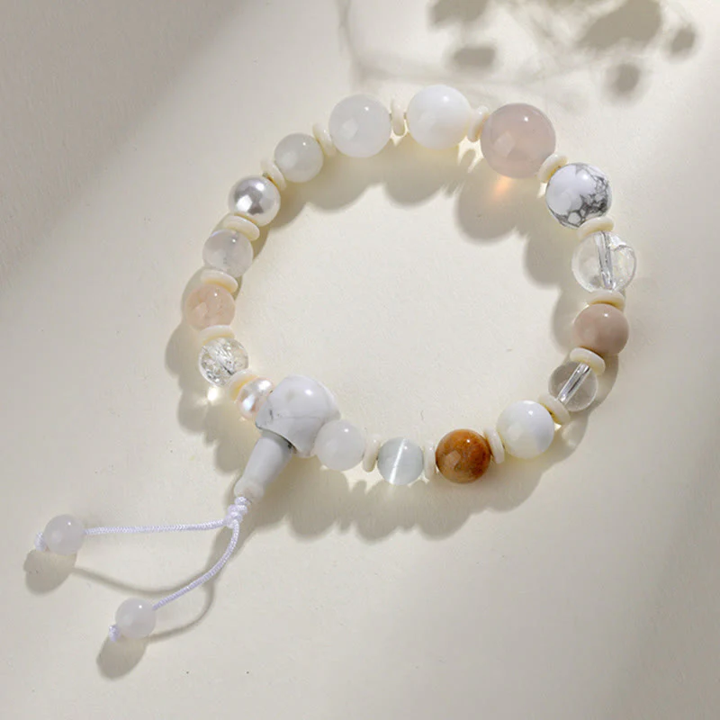Mocoer White Agate Pearl 18 Beads Balance Luck Bracelet - Mocoer