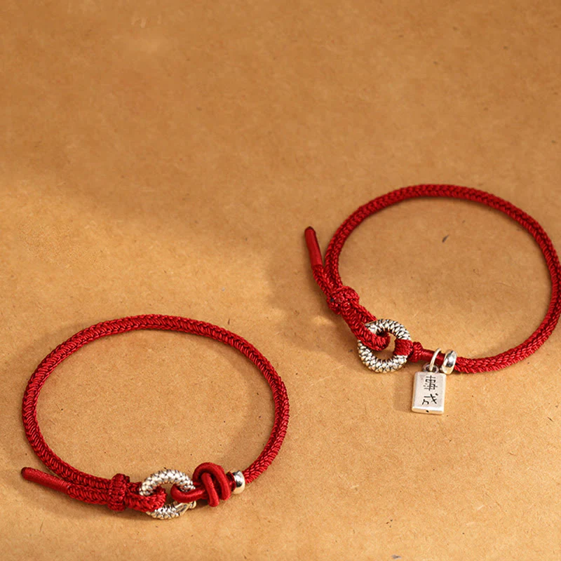 Mocoer 999 Sterling Silver Year Of The Dragon Peace Buckle Luck Bracelet - Mocoer