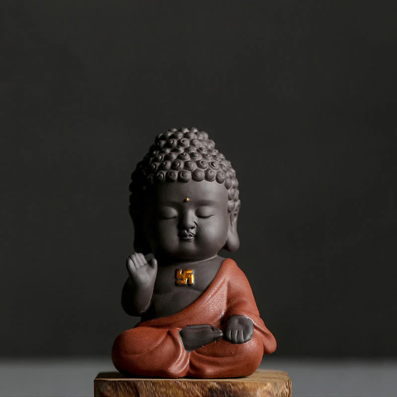 Mocoer Small Buddha Serenity Purple Clay Home Desk Decoration - Mocoer