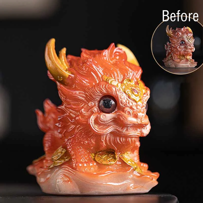 Mocoer Color Changing Small Kirin Resin Tea Pet Home Figurine Decoration - Mocoer