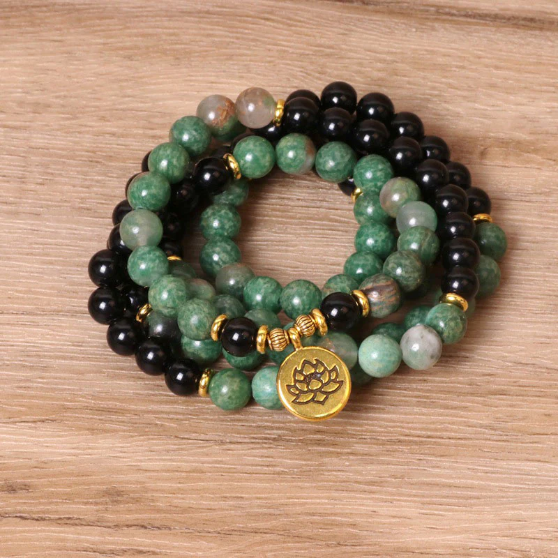 Mocoer 108 Beads Natural Agate Mala Healing Bracelet - Mocoer