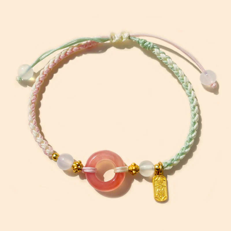 Mocoer Peace And Joy Agate Peace Buckle Auspicious Handmade Braided Bracelet - Mocoer