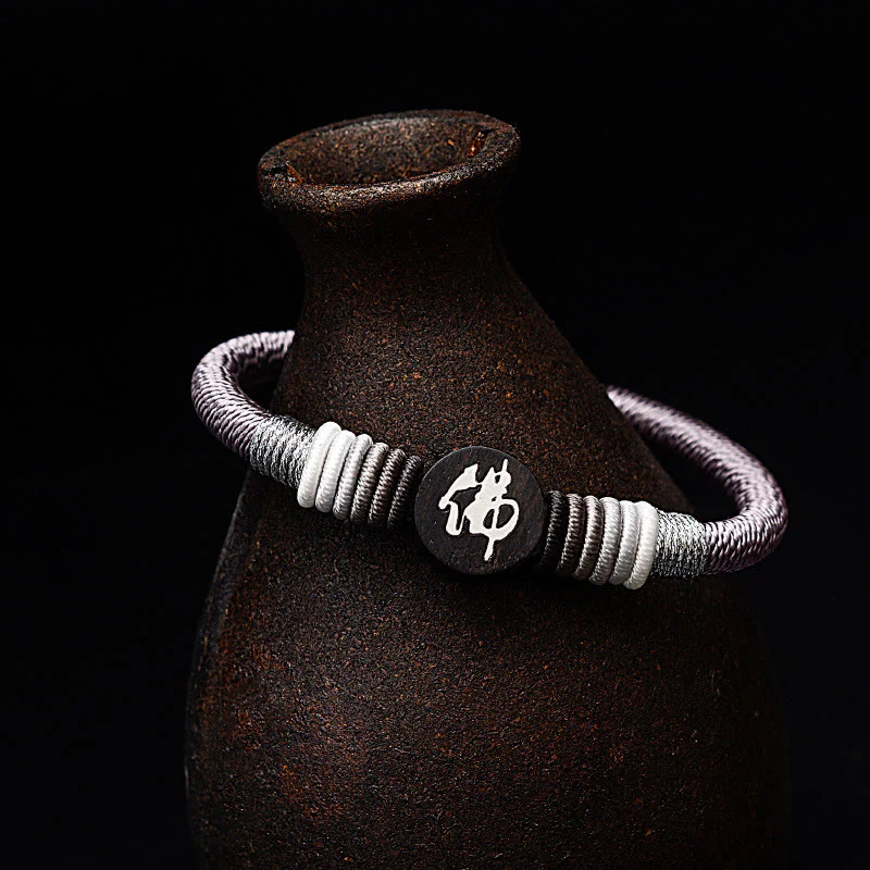 Mocoer Buddha Character Ebony Handcrafted Rope Bracelet - Mocoer