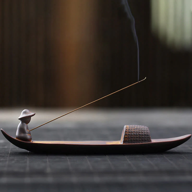 Mocoer A Lonely Fisherman Afloat Ceramic Healing Incense Burner - Mocoer