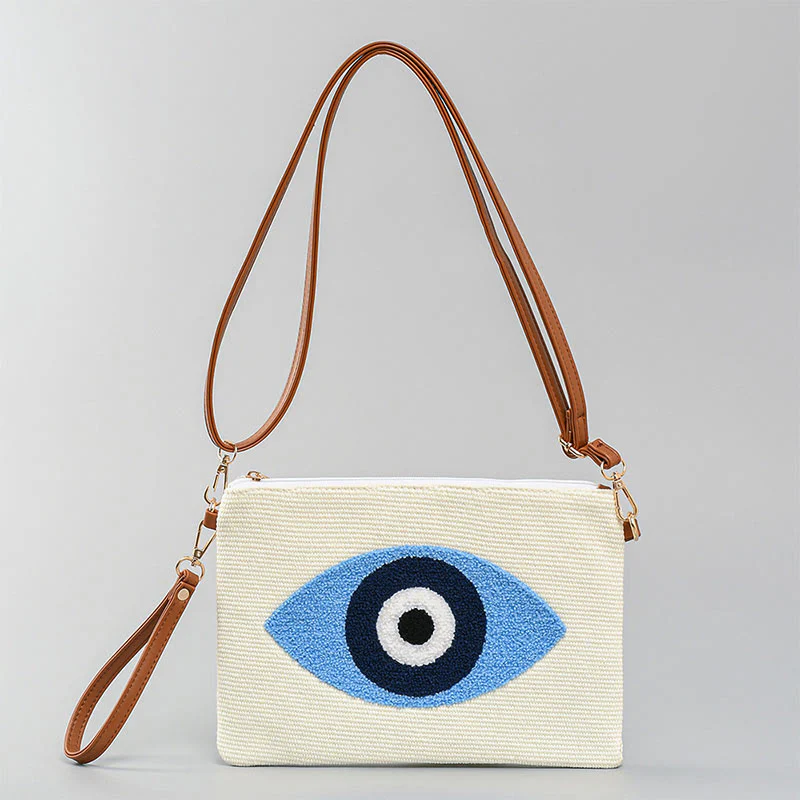 Mocoer Evil Eye Leaf Hamsa Canvas Crossbody Bag Shoulder Bag Handbag - Mocoer