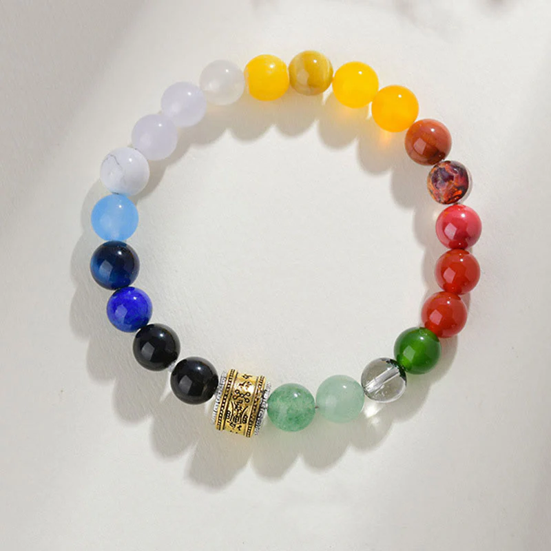 Mocoer Five Elements Various Agate Crystal Red Agate Gold Sheen Obsidian Yellow Agate Luck Bracelet - Mocoer