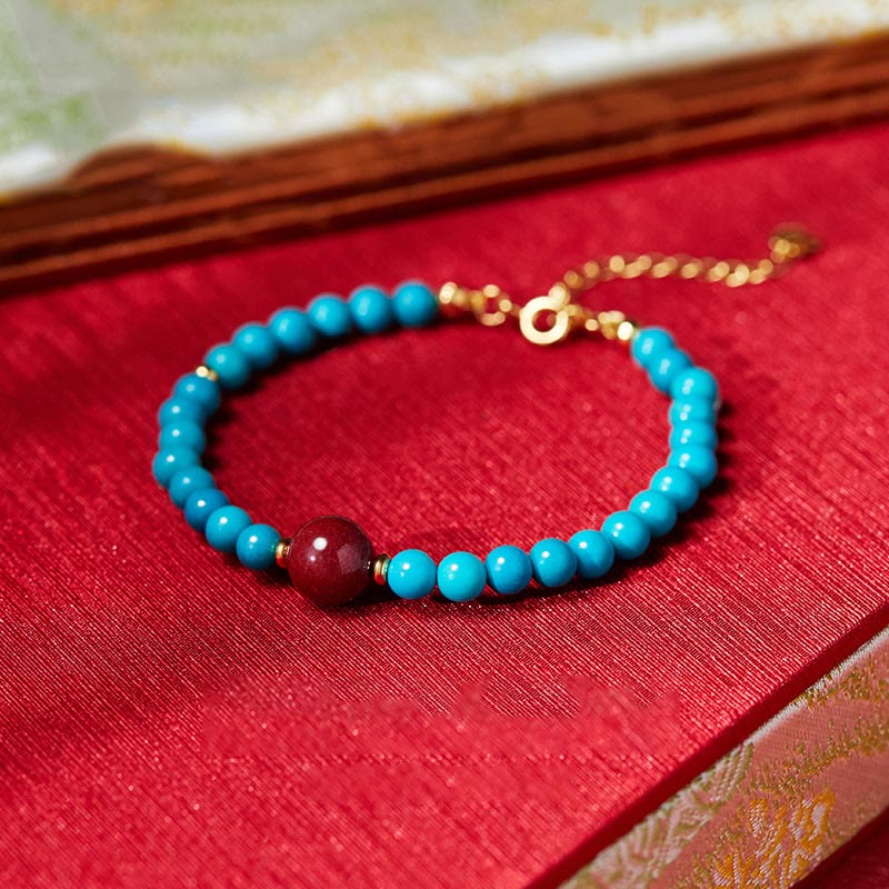 Mocoer 925 Sterling Silver Turquoise Cinnabar Purification Bracelet - Mocoer