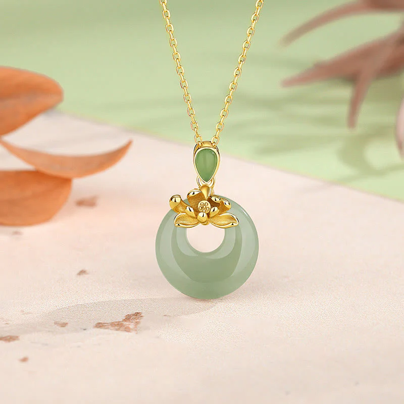 Mocoer Jade Lotus Abundance String Necklace Pendant - Mocoer