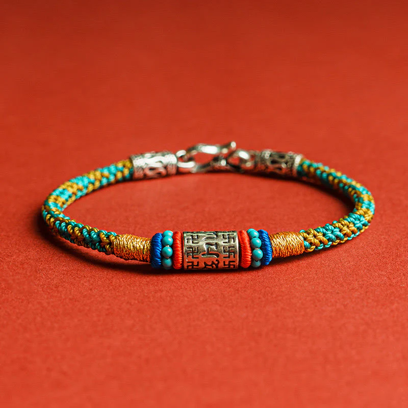 Mocoer Colorful String Six True Words 925 Silver Focus Bracelet - Mocoer