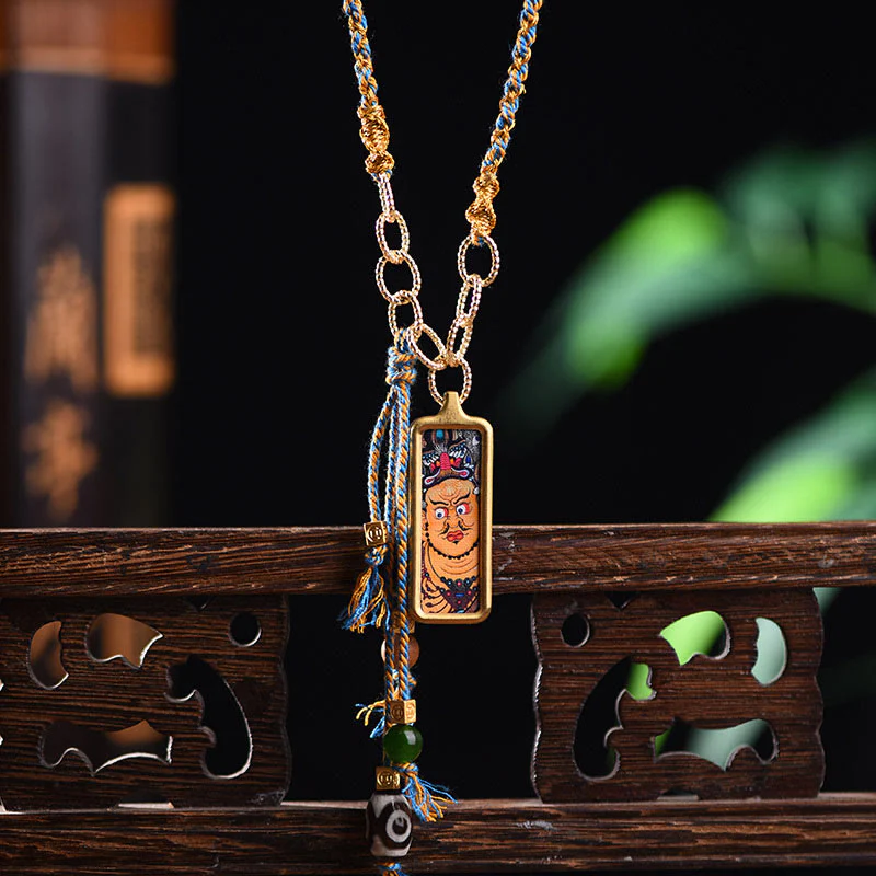 Mocoer Tibet God Of Wealth Titanium Steel Thangka Wealth Necklace Pendant - Mocoer