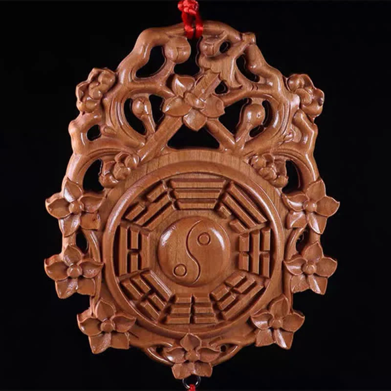 Mocoer Feng Shui Bagua Map Peach Wood Chinese Knotting Balance Energy Map - Mocoer