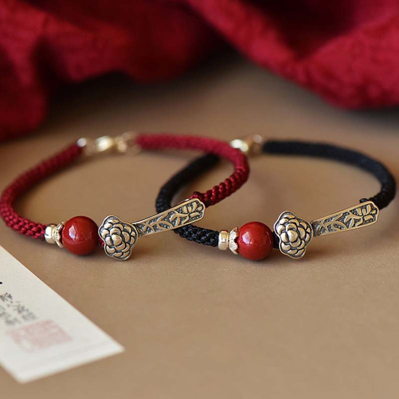 Mocoer 925 Sterling Silver Cinnabar Blessing String Bracelet - Mocoer