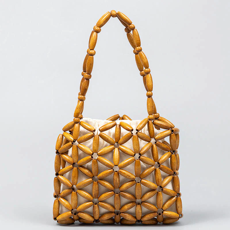 Mocoer Hand-woven Mini Wooden Beads Handbag - Mocoer