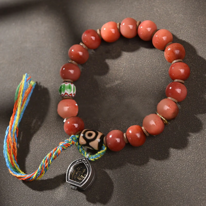 Mocoer Tibetan Natural Camel Bone Dzi Bead Bodhi Seed Charm Luck Bracelet - Mocoer