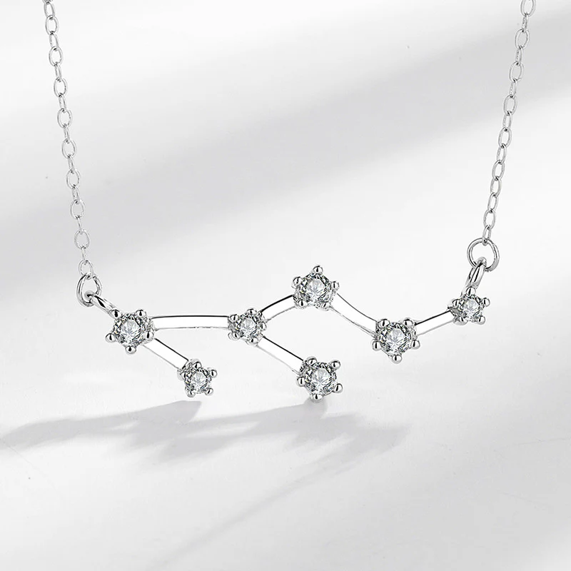 Mocoer 925 Sterling Silver 12 Constellations of the Zodiac Astrology Blessing Necklace Pendant - Mocoer