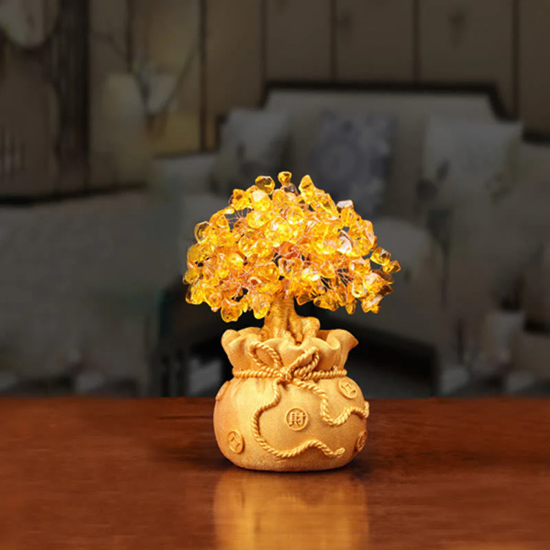Mocoer Natural Citrine Money Tree Gemstone Ornament - Feng Shui for Prosperity - Mocoer