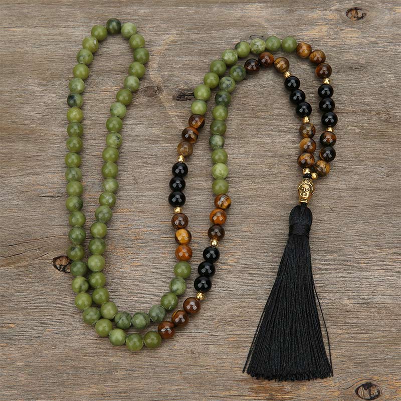 Mocoer Tibetan Green Jasper Protection Mala Bracelet - Mocoer