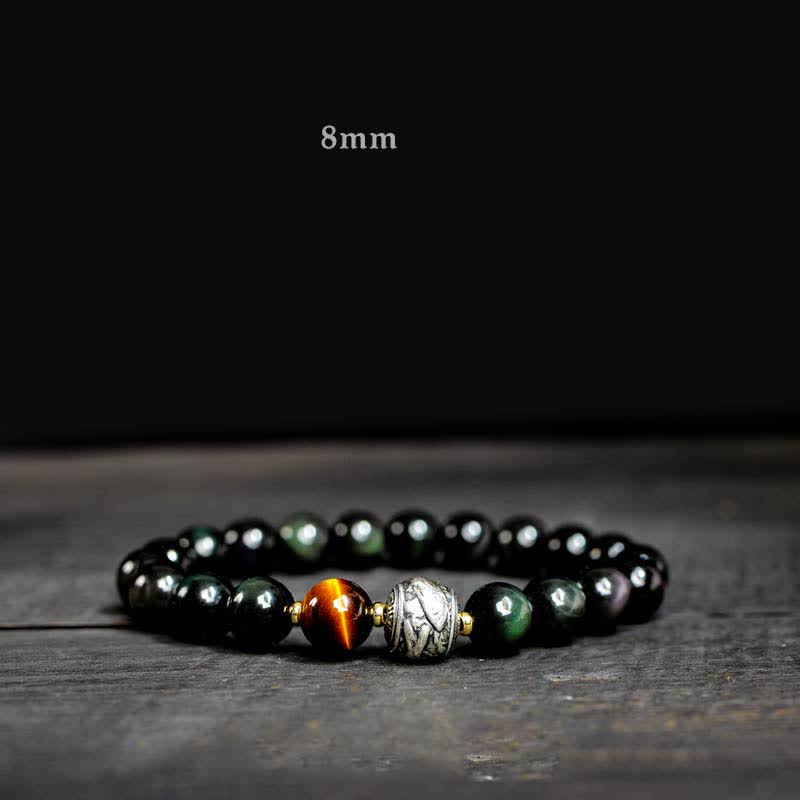 Mocoer To Experience a Reversal of Fortune Rainbow Obsidian Gold Sheen Obsidian Protection Bracelet - Mocoer