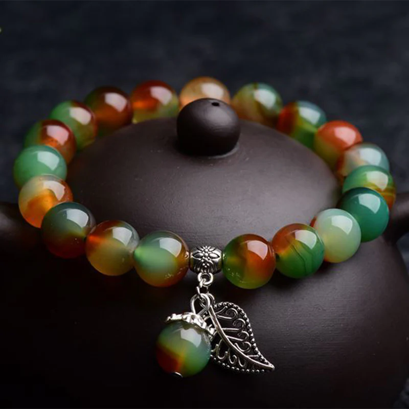 Mocoer Tibetan Natural Green Agate Healing Bracelet - Mocoer