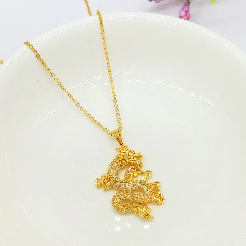 Mocoer Gold Dragon Protection Necklace Pendant - Mocoer