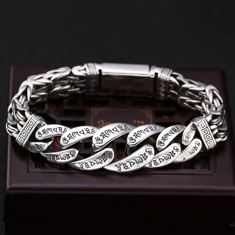 Mocoer Om Mani Padme Hum Engraved Peace Purity Bracelet - Mocoer