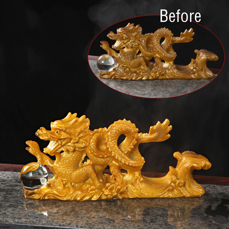 Mocoer Year Of The Dragon Color Changing Resin Horse Luck Tea Pet Home Figurine Decoration - Mocoer