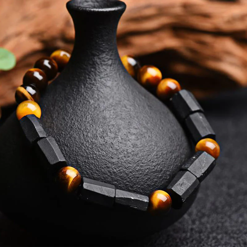 Mocoer Natural Black Tourmaline Tiger Eye Positive Bracelet - Mocoer
