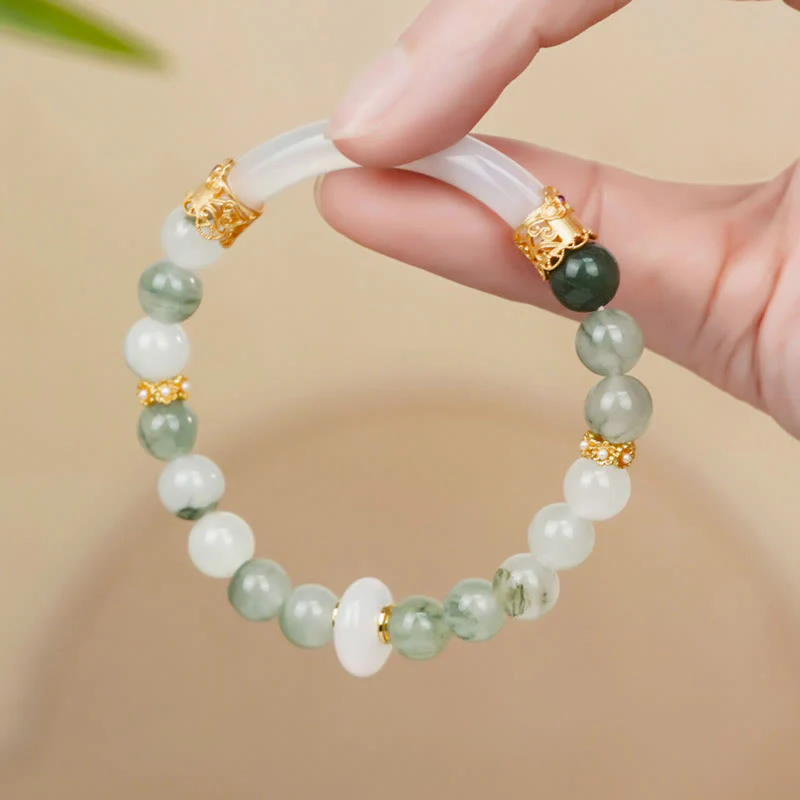 Mocoer Natural Tianshan Jade Chalcedony Luck Bracelet - Mocoer