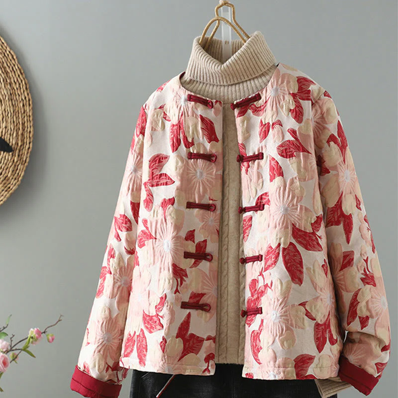 Mocoer Casual Embroidery Frog-button Turtleneck Cotton Linen Women's Jacket Shirts Clothing - Mocoer