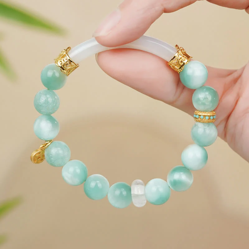 Mocoer Natural Larimar Copper Coin Confidence Bracelet - Mocoer