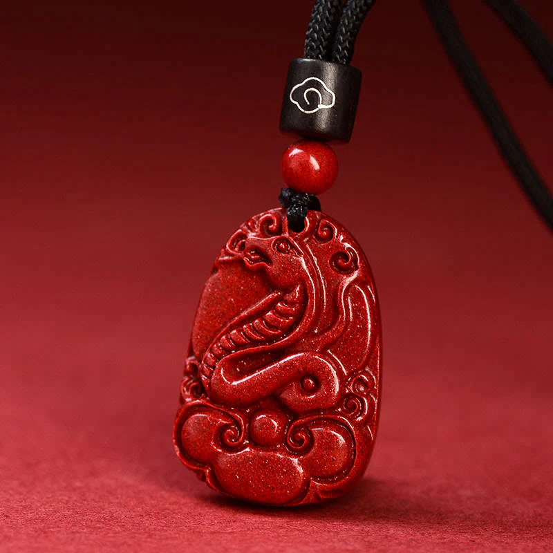 Mocoer Chinese Zodiac Black Rope Cinnabar Calm Necklace Pendant - Mocoer