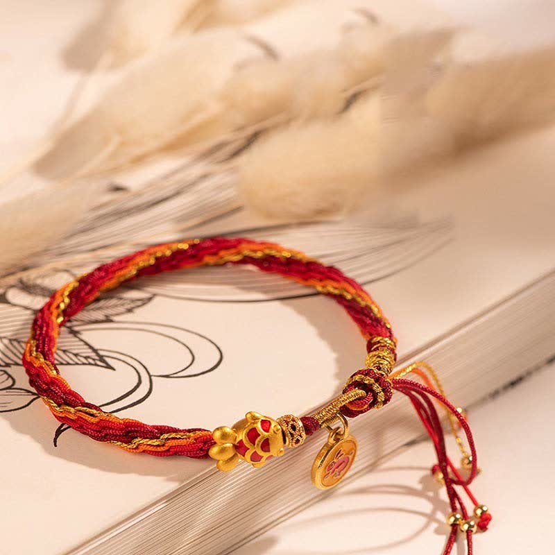 Mocoer Chinese Zodiac Handmade Koi Fish String Protection Reincarnation Knot Braid Bracelet - Mocoer