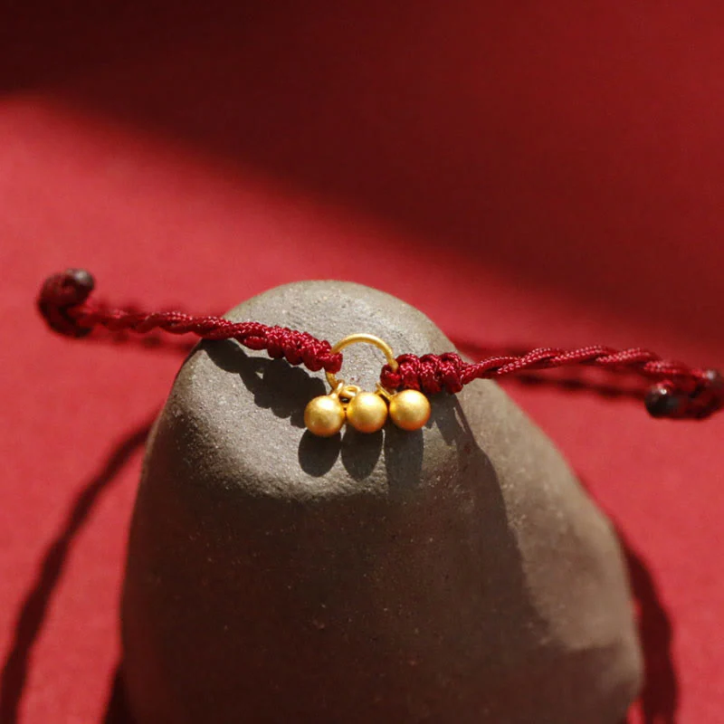 Mocoer 925 Sterling Silver Gold Plated Luck Red String Bracelet - Mocoer