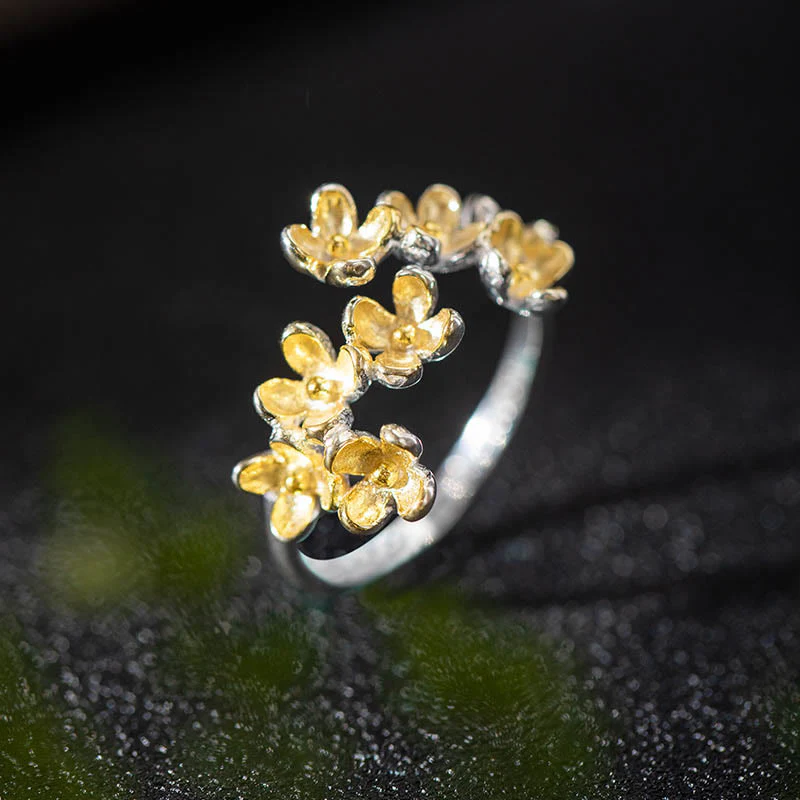 Mocoer 925 Sterling Silver Osmanthus Fragrans Ring - Mocoer