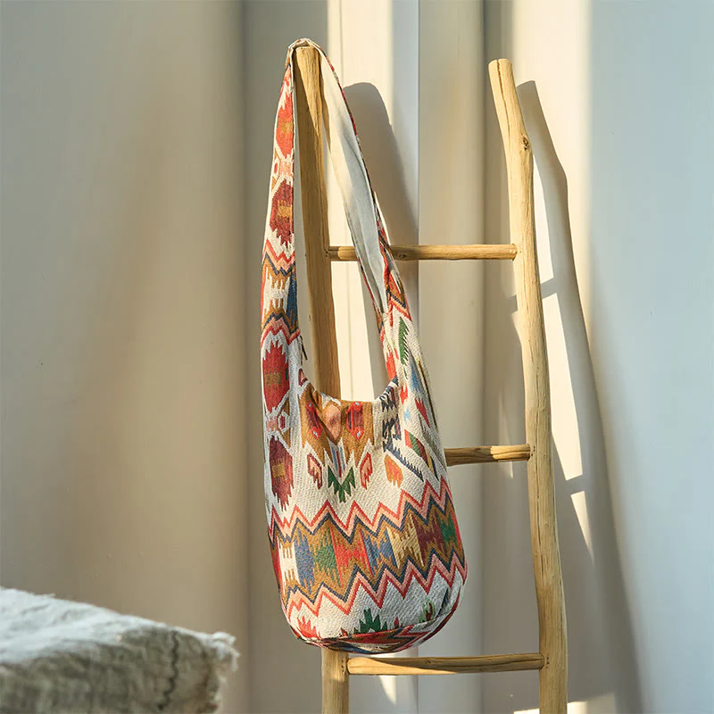Mocoer Boho Colorful Stripes Cotton Crossbody Bag Shoulder Bag - Mocoer