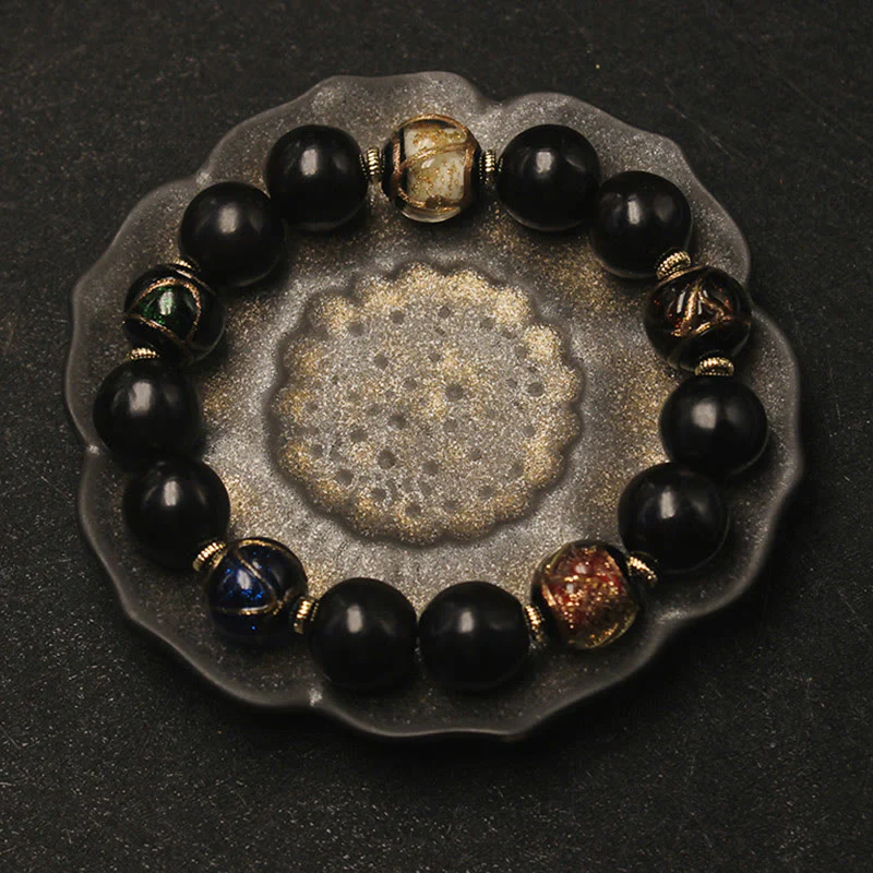 Mocoer Western Soapberry Incense Ash Liuli Glass Bead Wealth Bracelet - Mocoer
