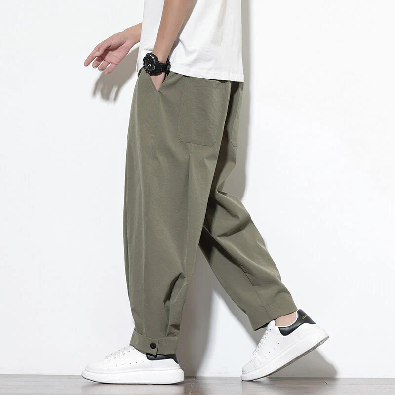 Mocoer Casual Solid Color Drawstring Men's Harem Pants With Pockets - Mocoer