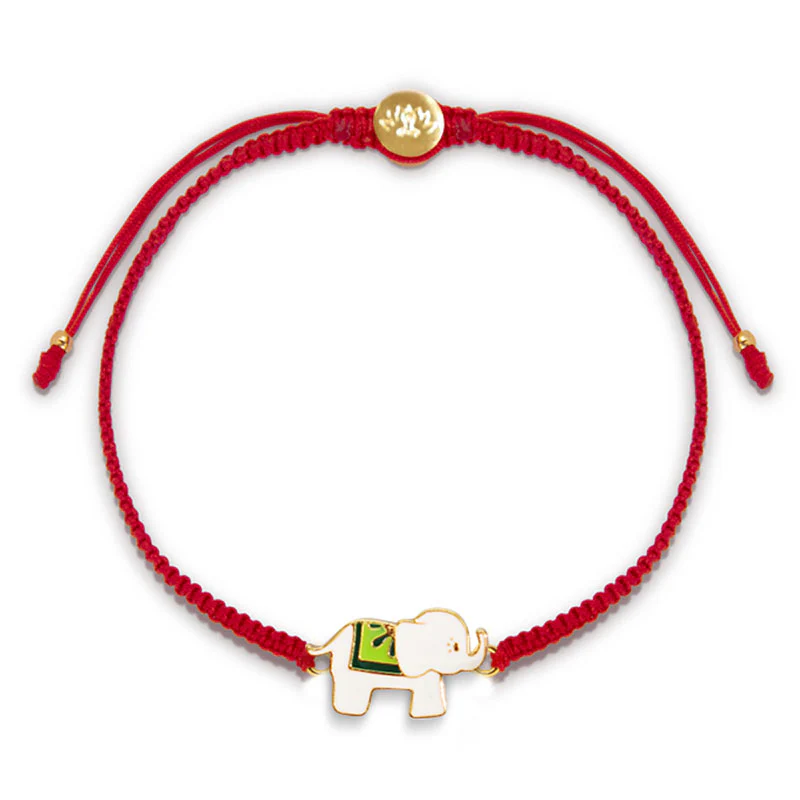 Mocoer Tibetan Handmade 925 Sterling Silver Lucky Elephant Red String Bracelet - Mocoer