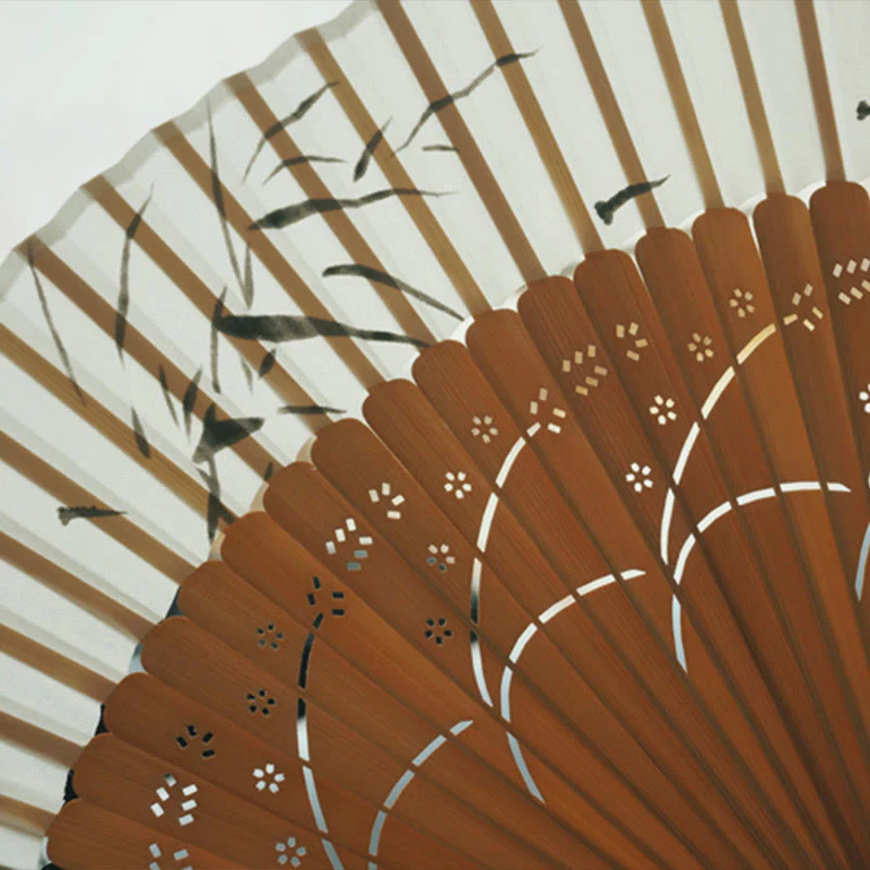 Mocoer Dragonfly Hollow Polyester Handheld Bamboo Folding Fan - Mocoer