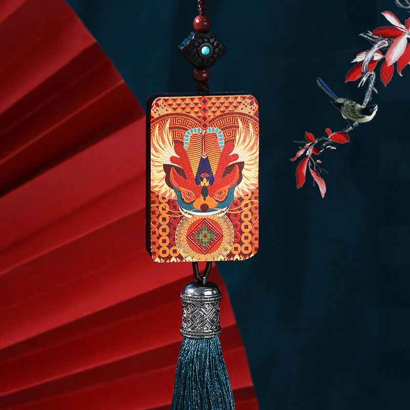 Mocoer PiXiu Ebony Wood Luck Wealth Tassel Car Hanging Decoration - Mocoer