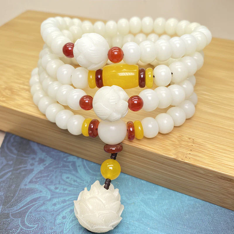 Mocoer Lotus Bodhi Seed Mala 108 Beads Protection Bracelet - Mocoer