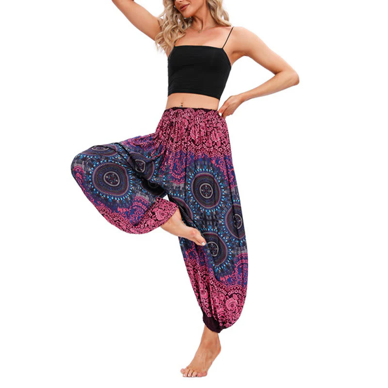 Mocoer Casual Loose Compass Pattern Harem Trousers Women's Yoga Pants - Mocoer