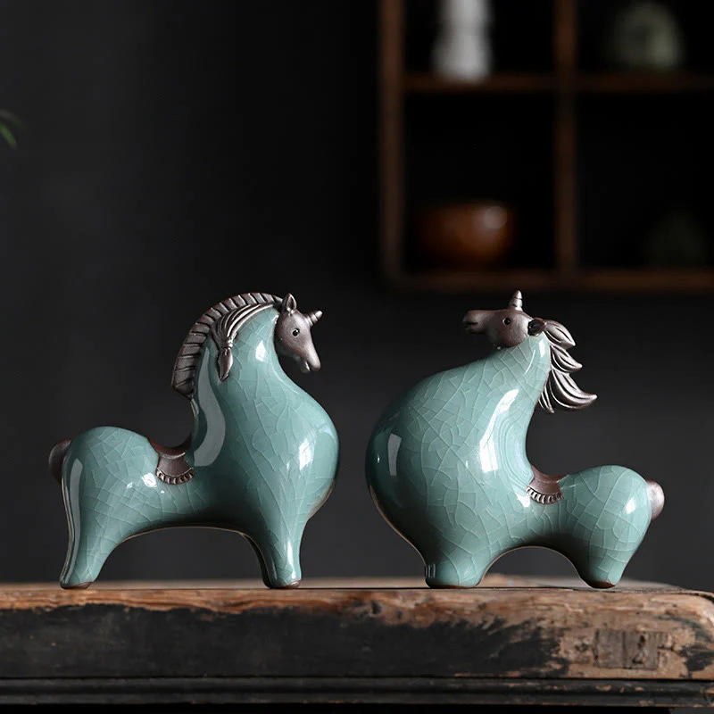 Mocoer Head Down Up Horse Ceramic Success Freedom Home Decoration - Mocoer