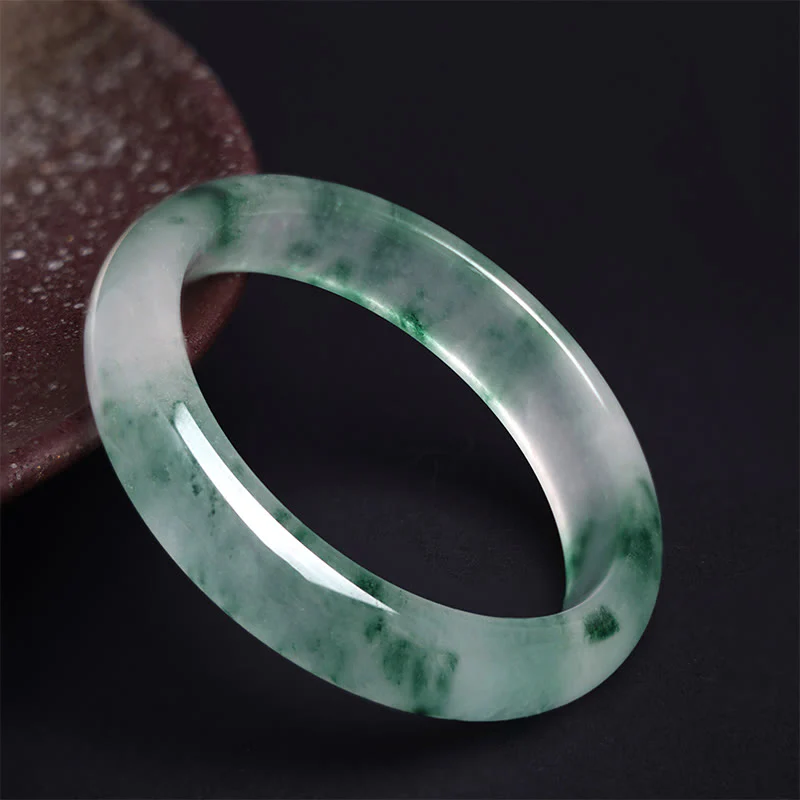 Mocoer Natural Jade Floating Flower Luck Bracelet Bangle - Mocoer
