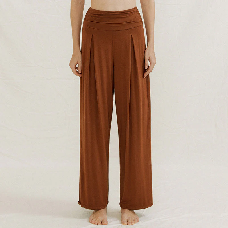Mocoer Casual Plain High Waist Loose Fit Women's Leica Wide Leg Pants - Mocoer