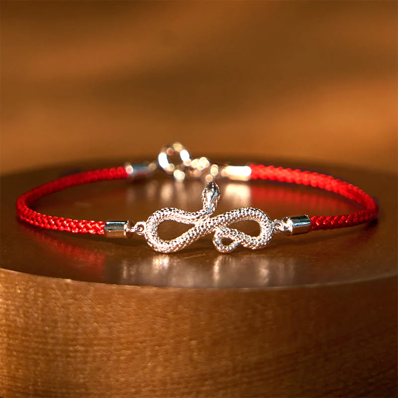 Mocoer 999 Sterling Silver Year Of Snake Red String Protection Braided Bracelet - Mocoer