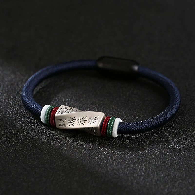 Mocoer 999 Sterling Silver Profits Pouring In From All Sides Handmade Blessing String Buckle Bracelet - Mocoer
