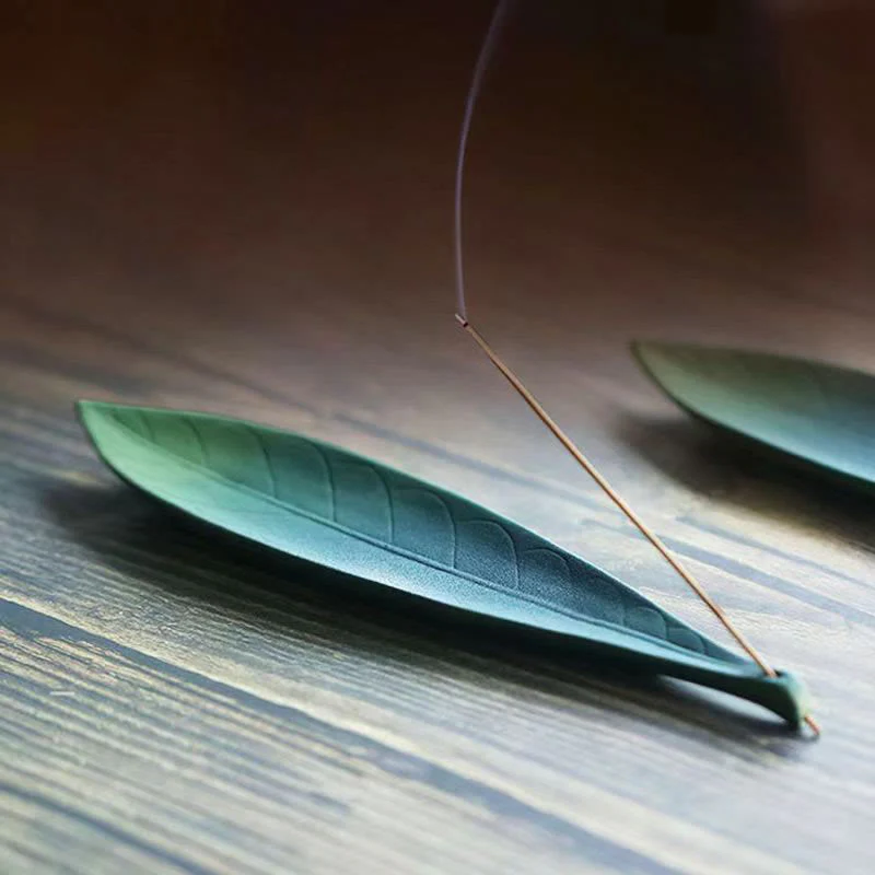 Mocoer Willow Leaf Healing Ceramic Stick Incense Burner Decoration - Mocoer